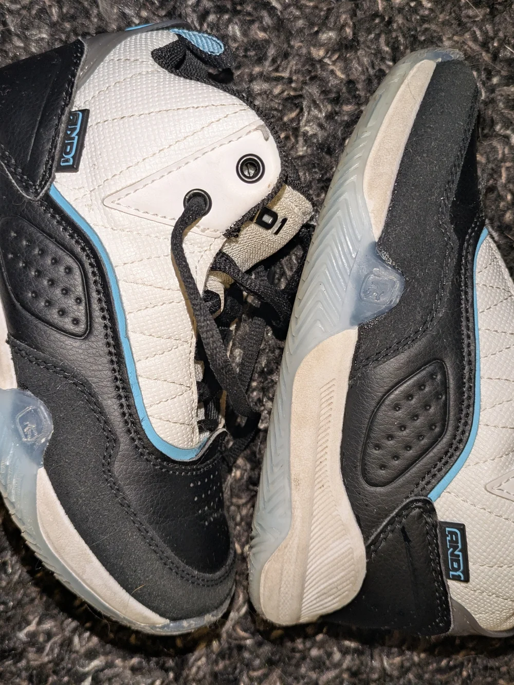 And1 Kids Black, White & Light Blue High-Top Sneakers - Youth Athletic Shoes